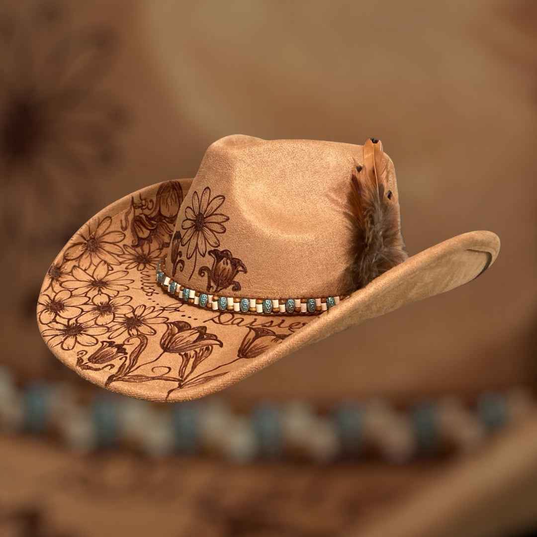 Elevate Your Style with the Deluxe Suedette Cowboy Hat: Tulips Or Daisies