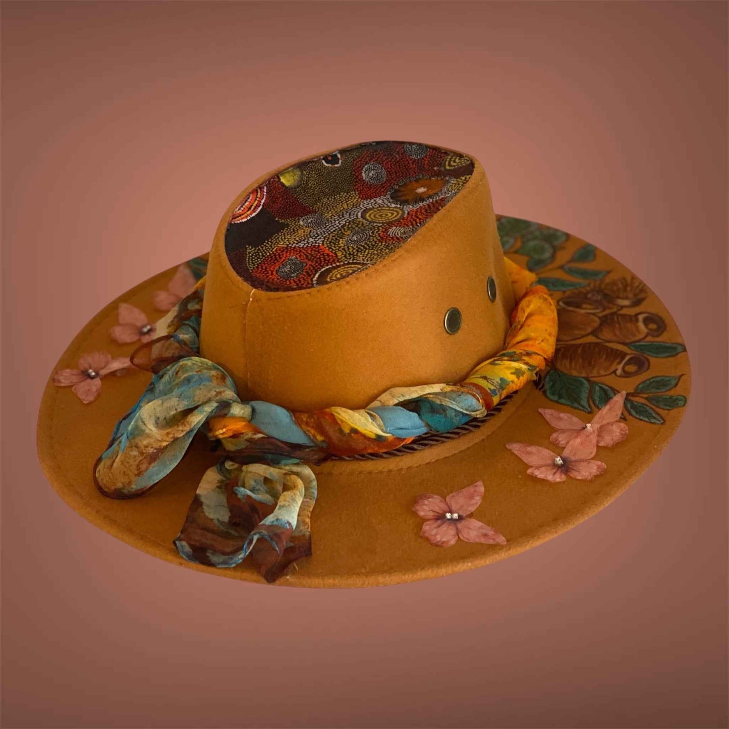 Australiana Gumnuts - Lightweight Custom Felt Hat with Unique Handcrafted Design