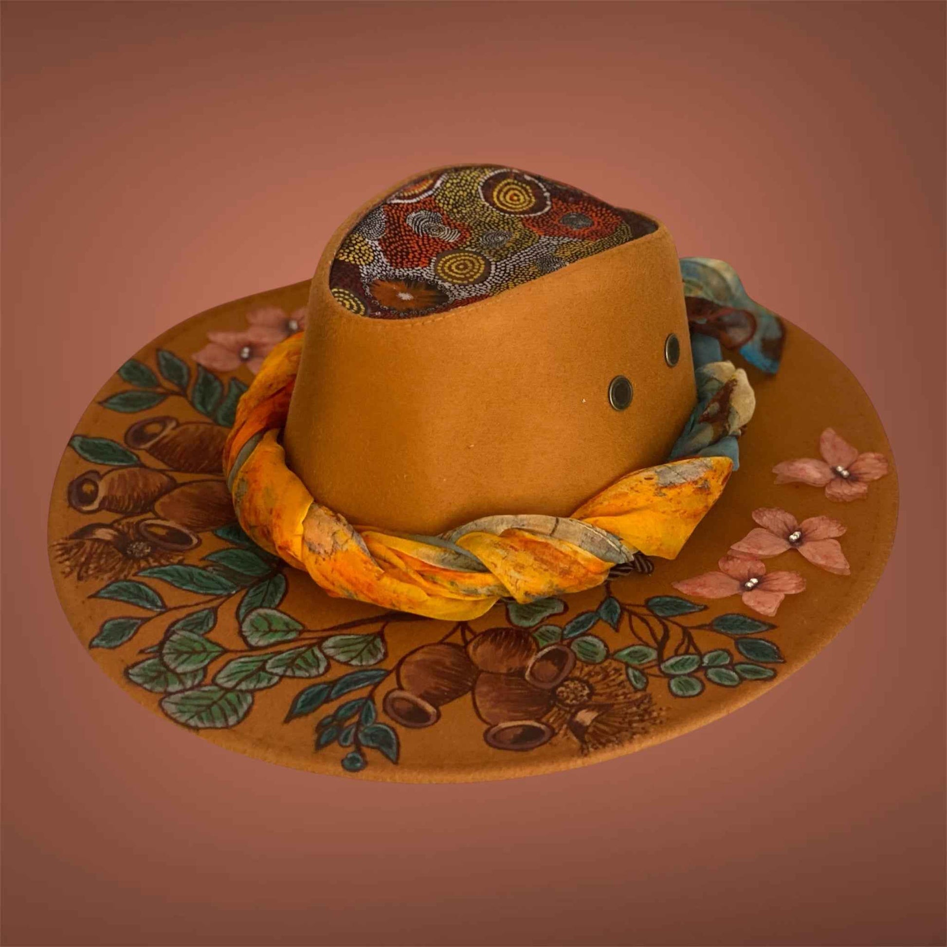 Australiana Gumnuts - Lightweight Custom Felt Hat with Unique Handcrafted Design