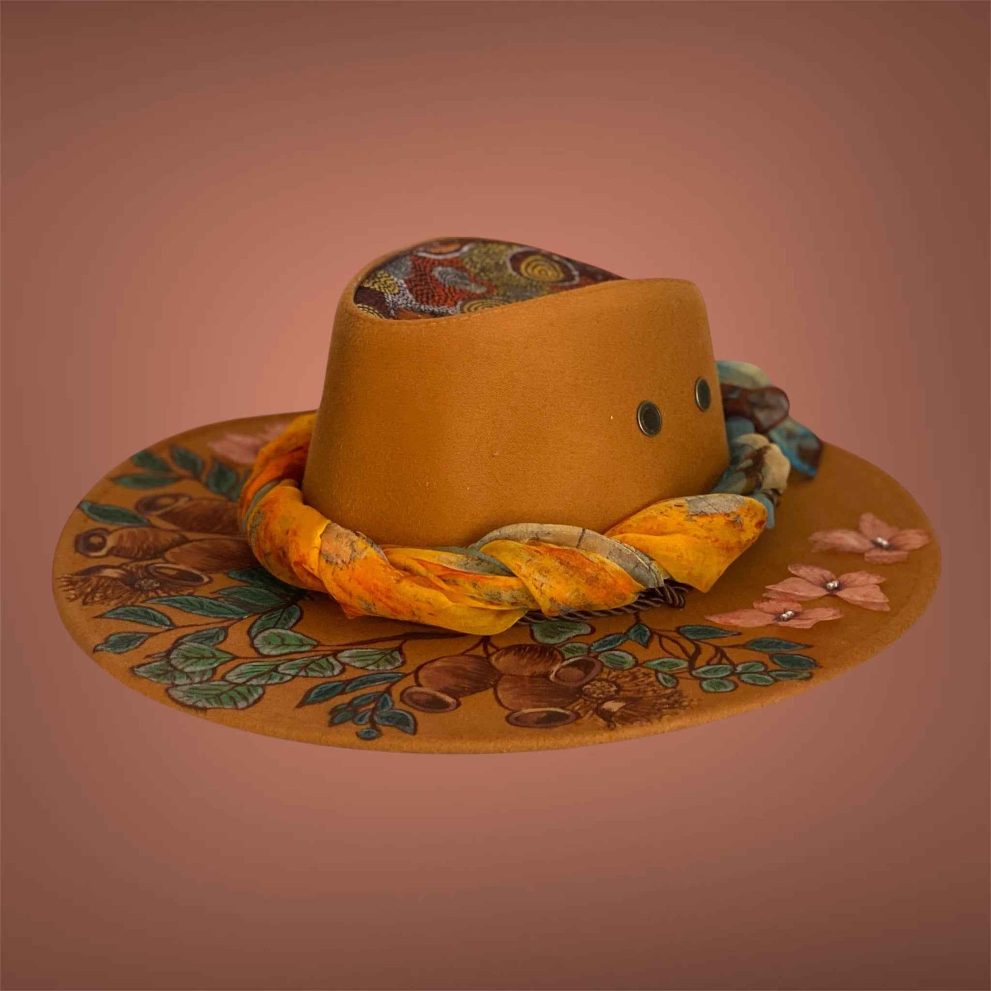 Australiana Gumnuts - Lightweight Custom Felt Hat with Unique Handcrafted Design