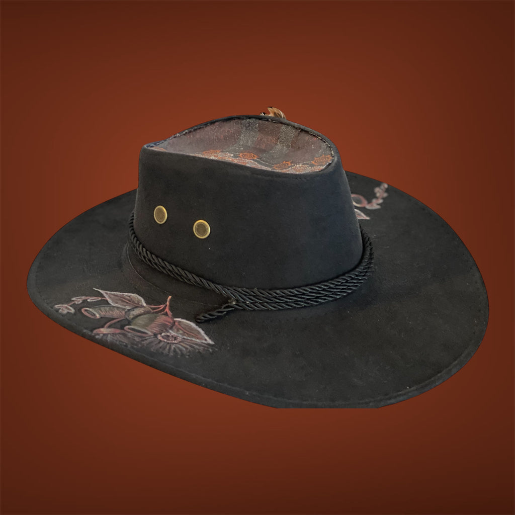 Australiana Man OOAK Custom Hat in Black size 57 fits most (Copy)