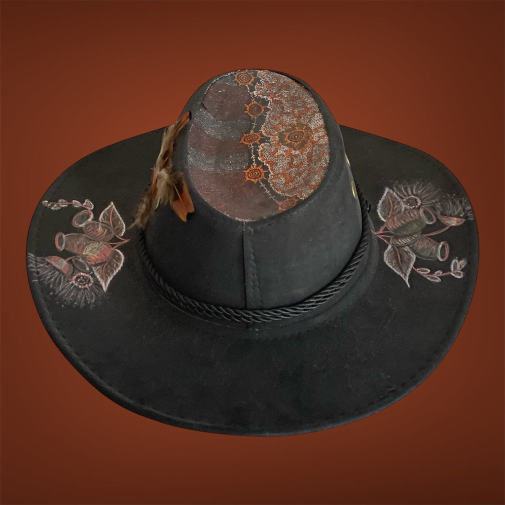 Australiana Man OOAK Custom Hat in Black size 57 fits most (Copy)