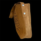 Custom Suedette Large Tote Bag, "Forest Spirit Horse", hand-burned, one off design, Golden Tan colour
