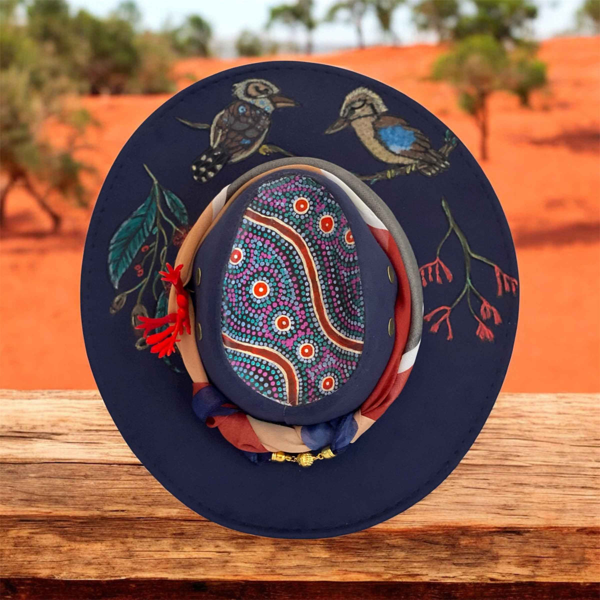 Kookaburra Kingdom: Unique Australiana Custom Felt Hat for Adventure Lovers