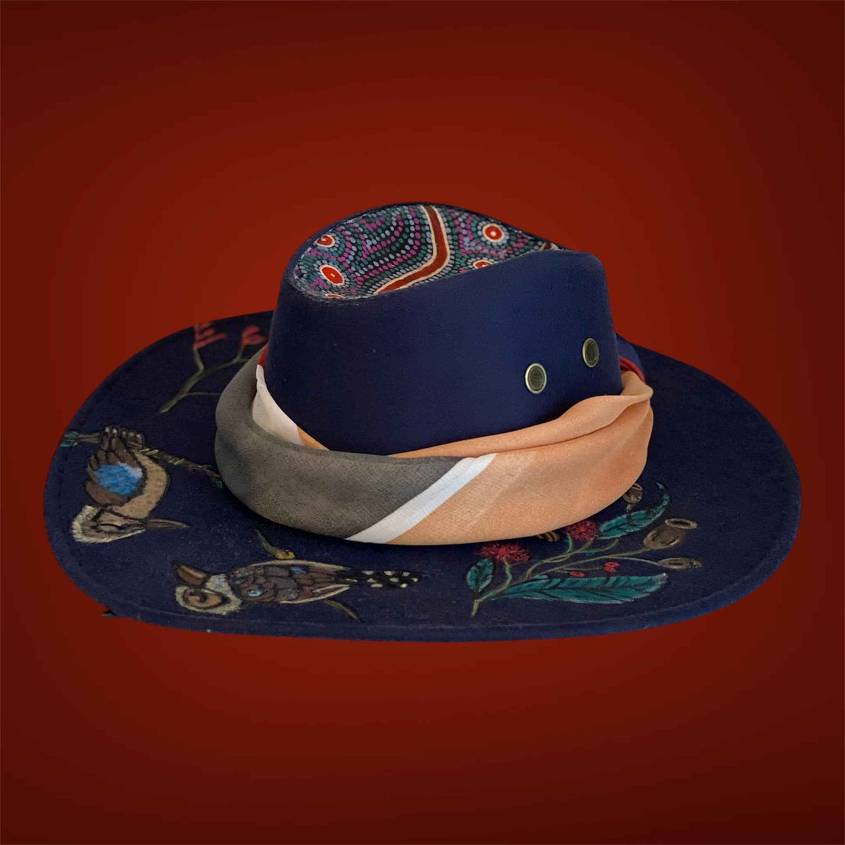 Kookaburra Kingdom: Unique Australiana Custom Felt Hat for Adventure Lovers