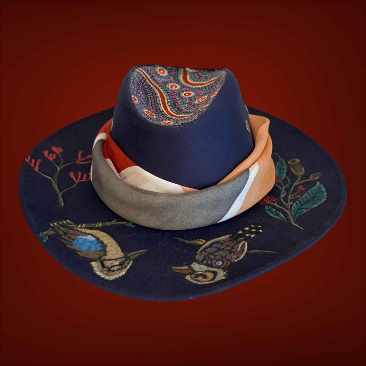 Kookaburra Kingdom: Unique Australiana Custom Felt Hat for Adventure Lovers