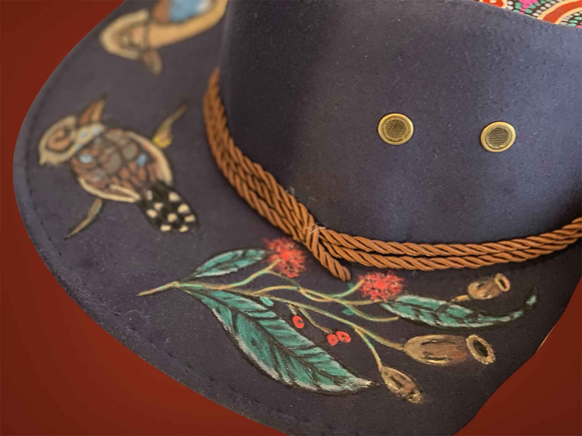 Kookaburra Kingdom: Unique Australiana Custom Felt Hat for Adventure Lovers