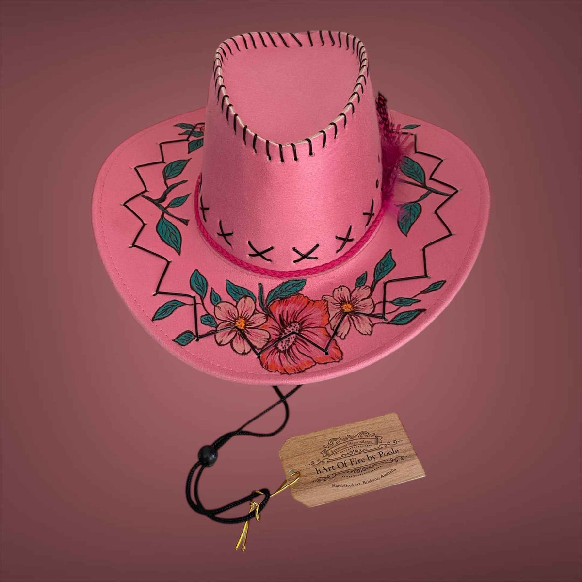 Western Whimsy - "Flower Power": Lightweight Custom Felt Hat,   Western Block