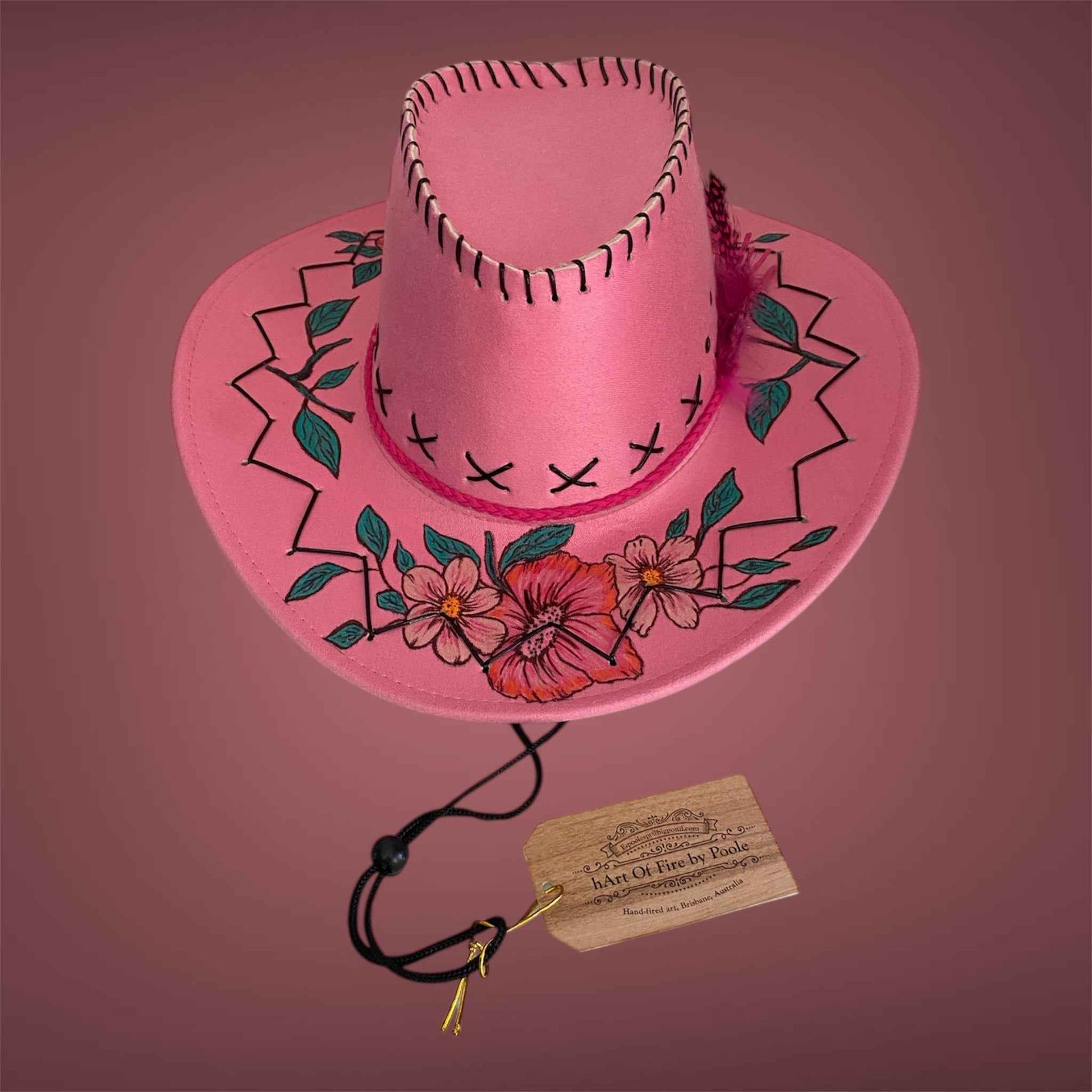 Western Whimsy - "Flower Power": Lightweight Custom Felt Hat,   Western Block