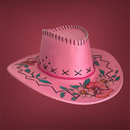 OOAK Custom Rancher Hat "Western Whimsy -  Flower Power"  handburned & handpainted, design