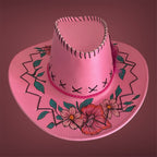 OOAK Custom Rancher Hat "Western Whimsy -  Flower Power"  handburned & handpainted, design