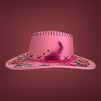 OOAK Custom Rancher Hat "Western Whimsy -  Flower Power"  handburned & handpainted, design