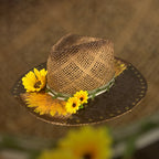 Custom Straw Rancher Hat: OOAK embossed leathers, rivets and decoupage