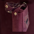 Custom Suedette Small Shoulder Bag, both sides hand-burned, Highland Cow!