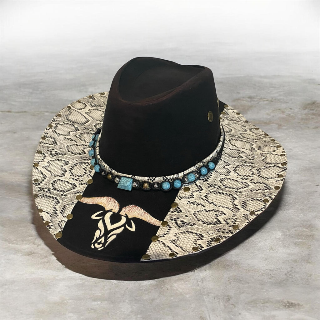 Snakeskin Custom Cowboy Hat in Black size 57 fits most