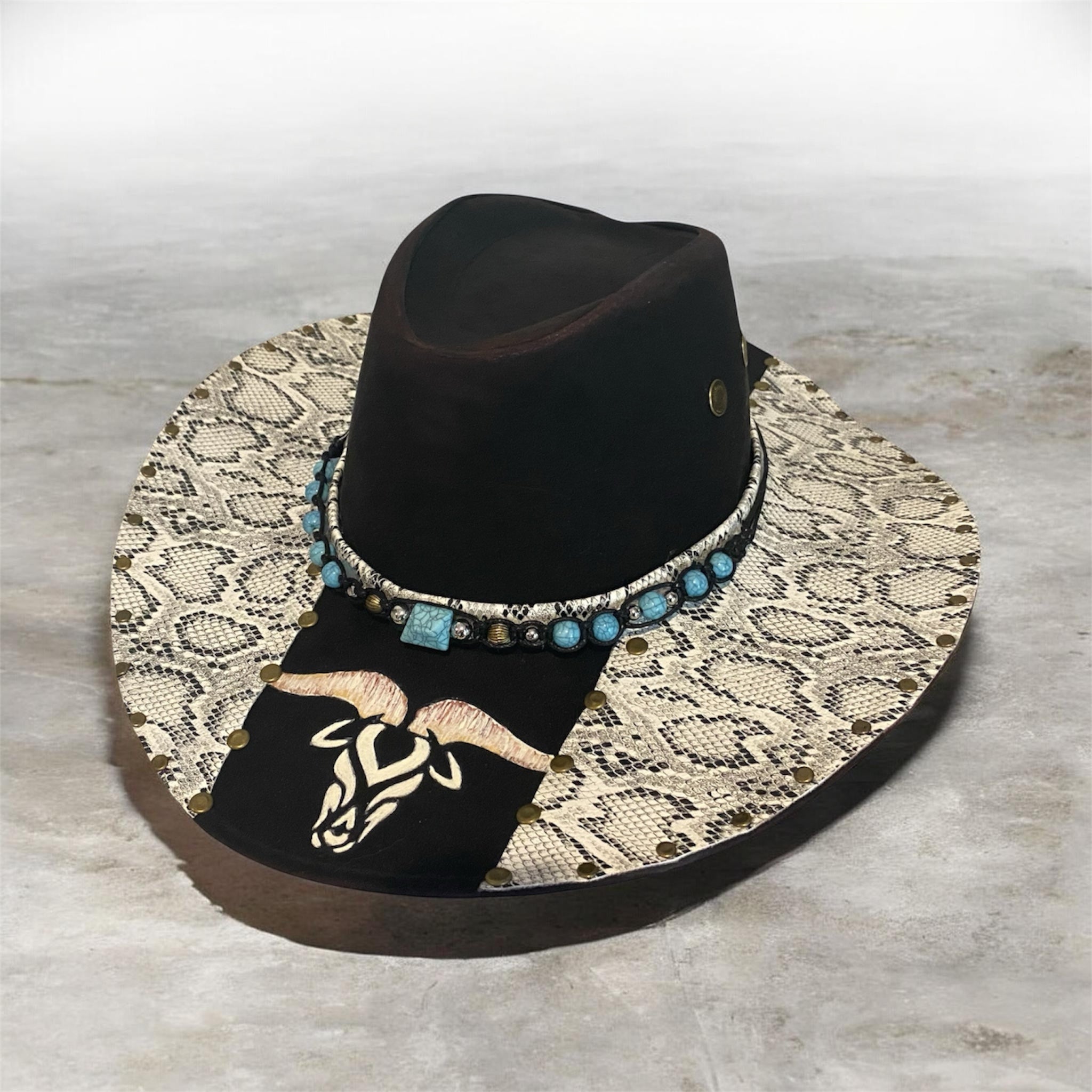 Snakeskin Custom Cowboy Hat in Black size 57 fits most