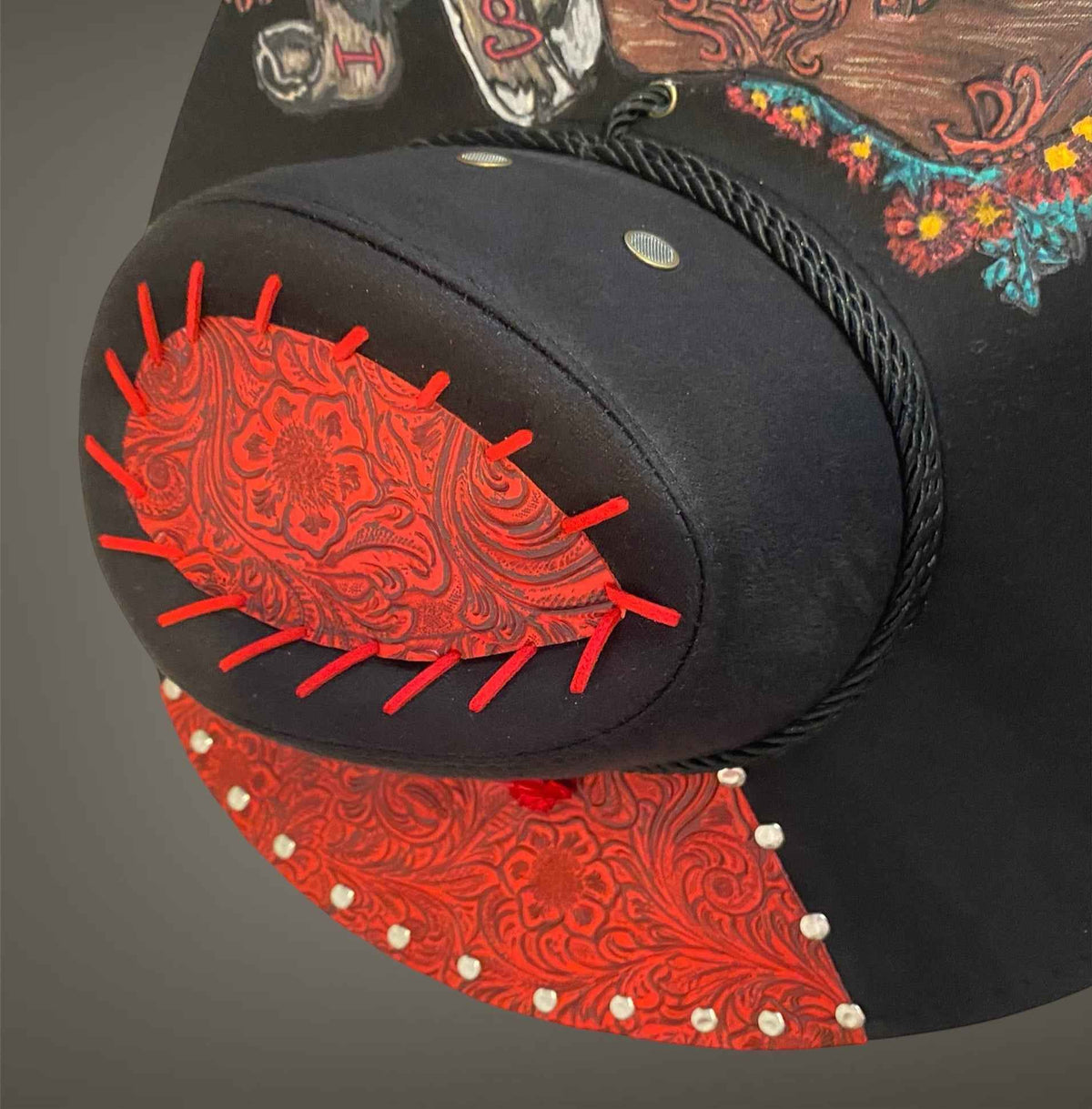 "I Heart Country": Custom Lightweight Felt Hat, Hand-burned & Painted, Western Block