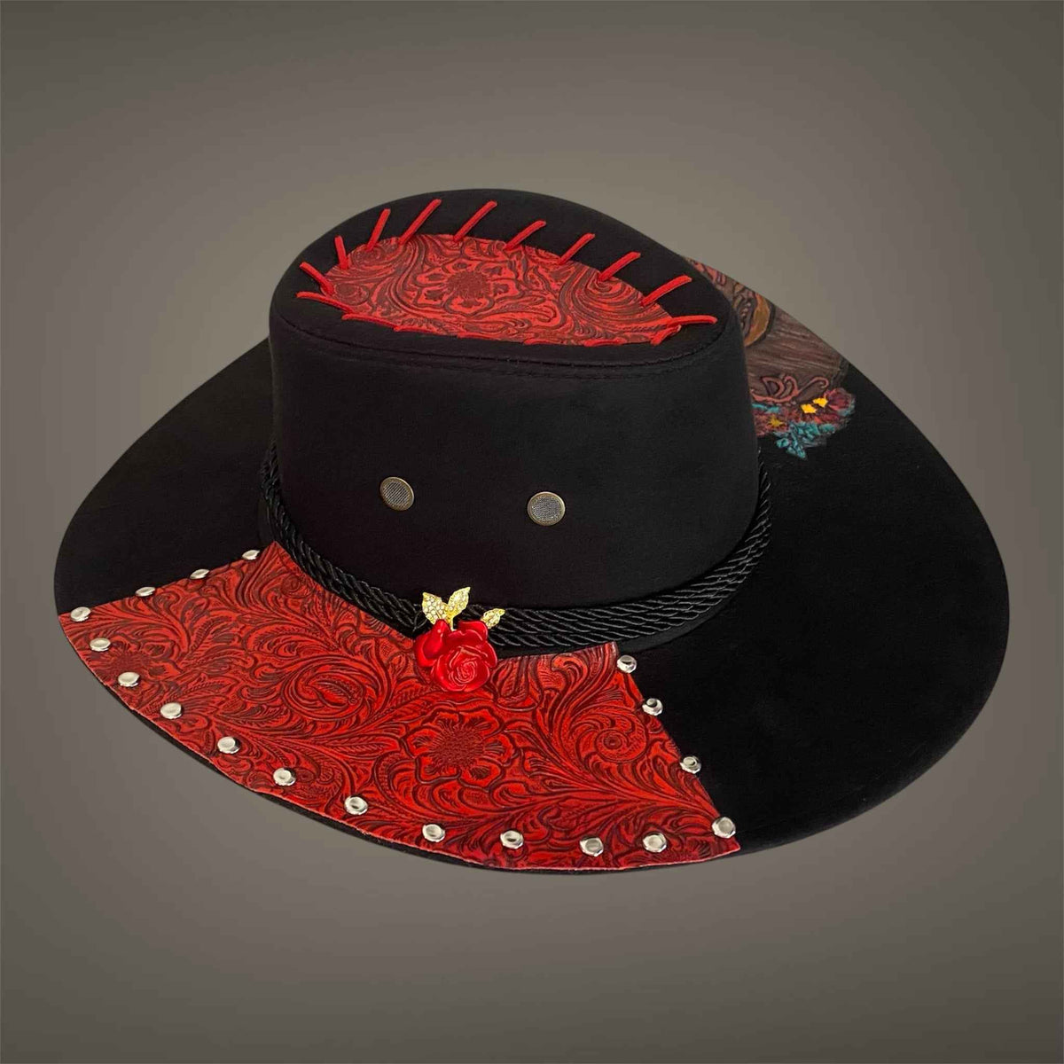 "I Heart Country": Custom Lightweight Felt Hat, Hand-burned & Painted, Western Block