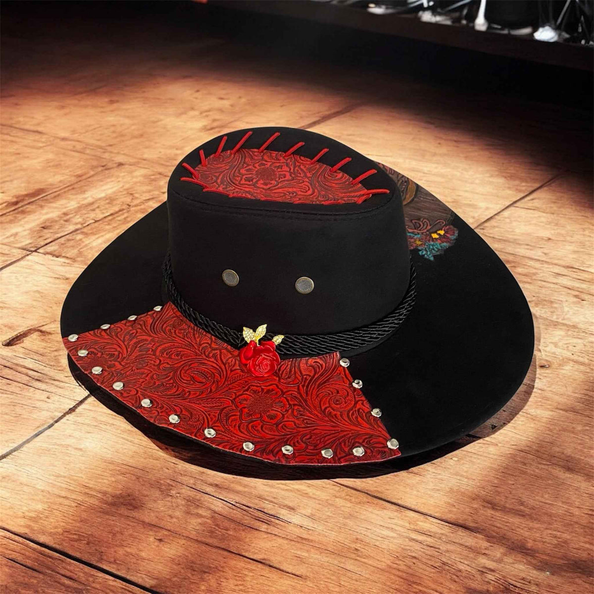 "I Heart Country": Custom Lightweight Felt Hat, Hand-burned & Painted, Western Block