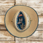 Custom Aussie Felt, "Cowboy Blue" in Ivory Cream, One of a Kind