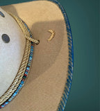 Custom Aussie Felt, "Cowboy Blue" in Ivory Cream, One of a Kind