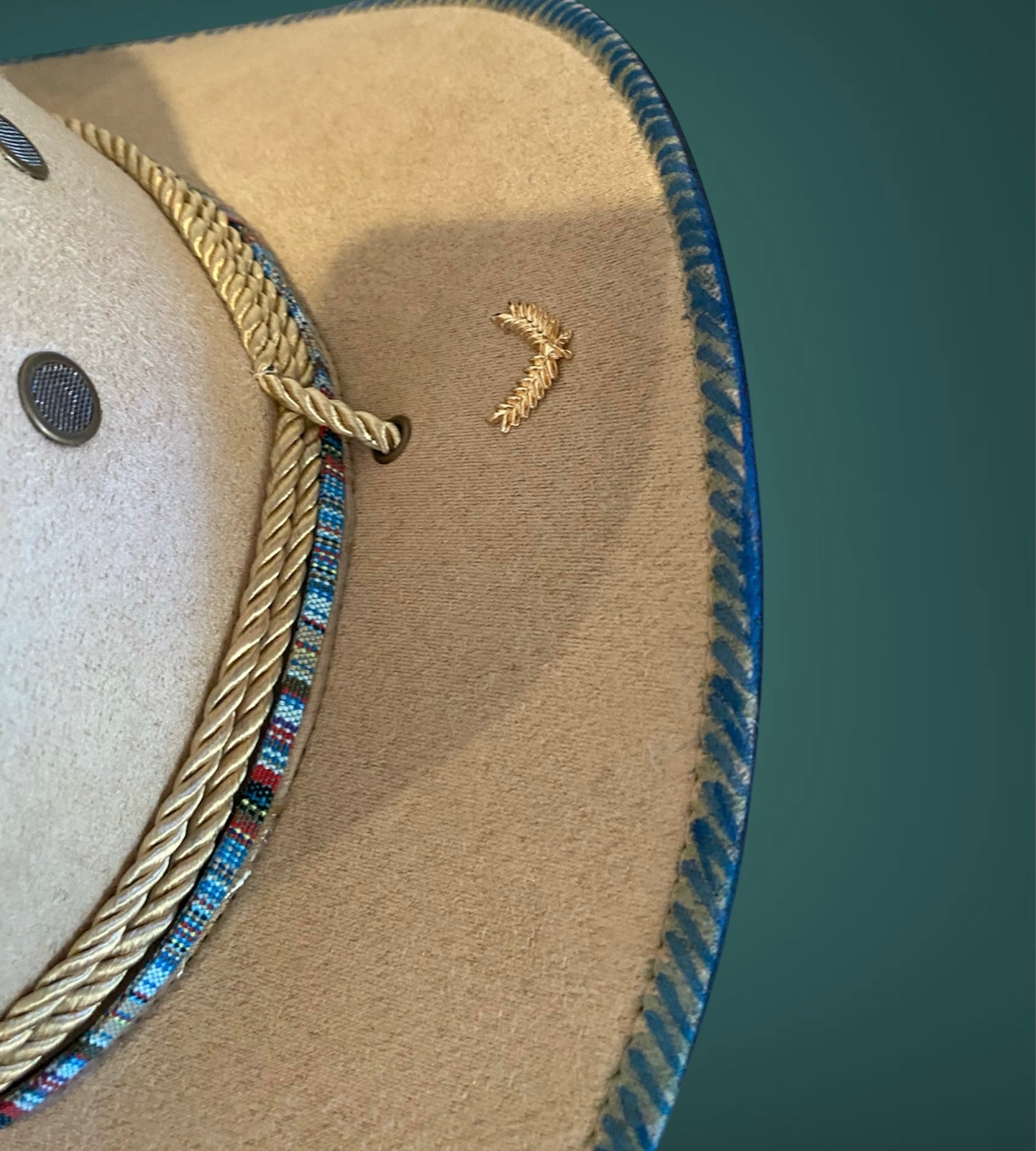 Custom Aussie Felt, "Cowboy Blue" in Ivory Cream, One of a Kind