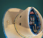 Custom Aussie Felt, "Cowboy Blue" in Ivory Cream, One of a Kind
