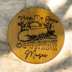 Wood-burned Plywood Bar Coasters, Assorted Designs