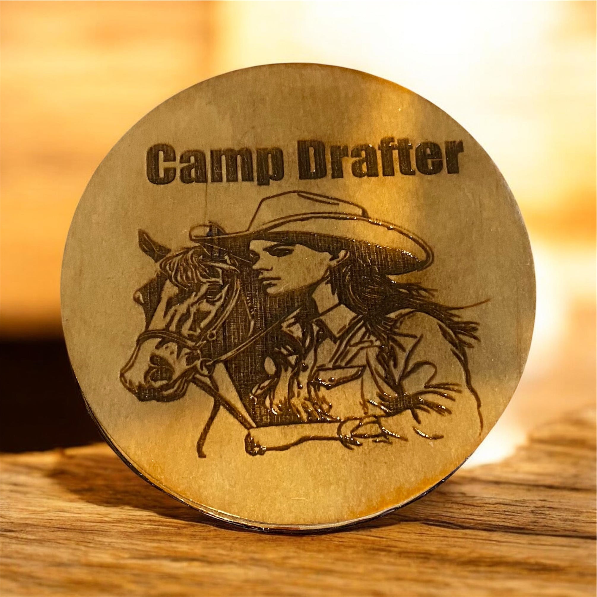 Wood-burned Plywood Bar Coasters, Assorted Designs