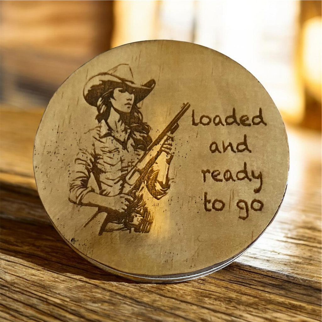 Wood-burned Plywood Bar Coasters, Assorted Designs