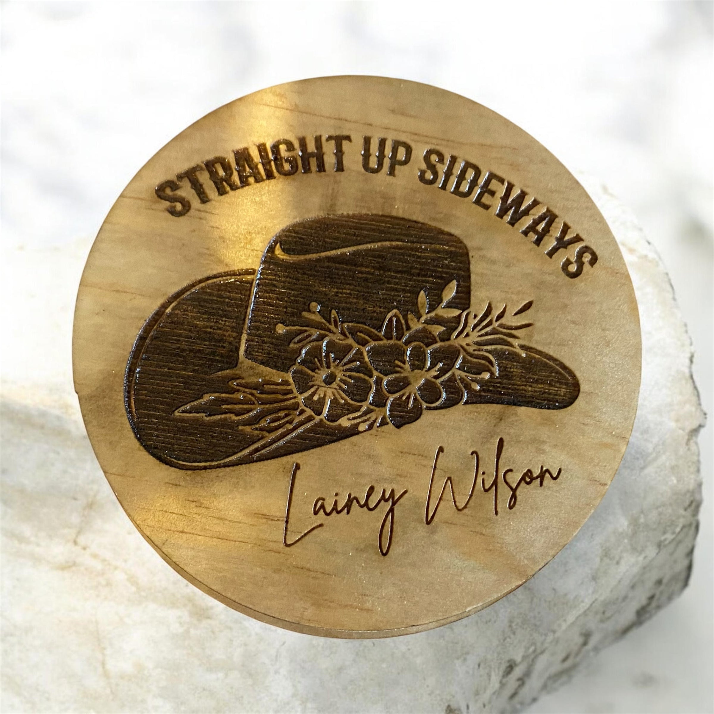 Wood-burned Plywood Bar Coasters, Assorted Designs