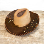 Vegan Suede Custom Cowboy Hat "Leather 'n' Lace" two-tone