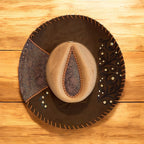 Vegan Suede Custom Cowboy Hat "Leather 'n' Lace" two-tone