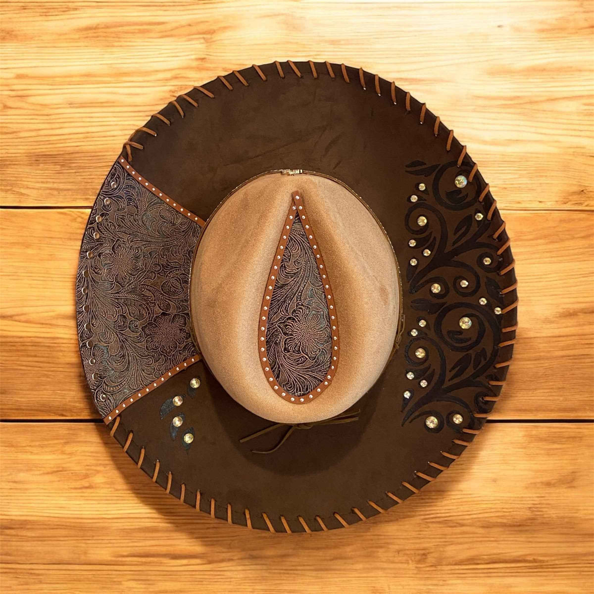 Elevate Your Style with the Custom Cowboy Hat with Diamante – Leather 'n' Lace Deluxe Suedette Design