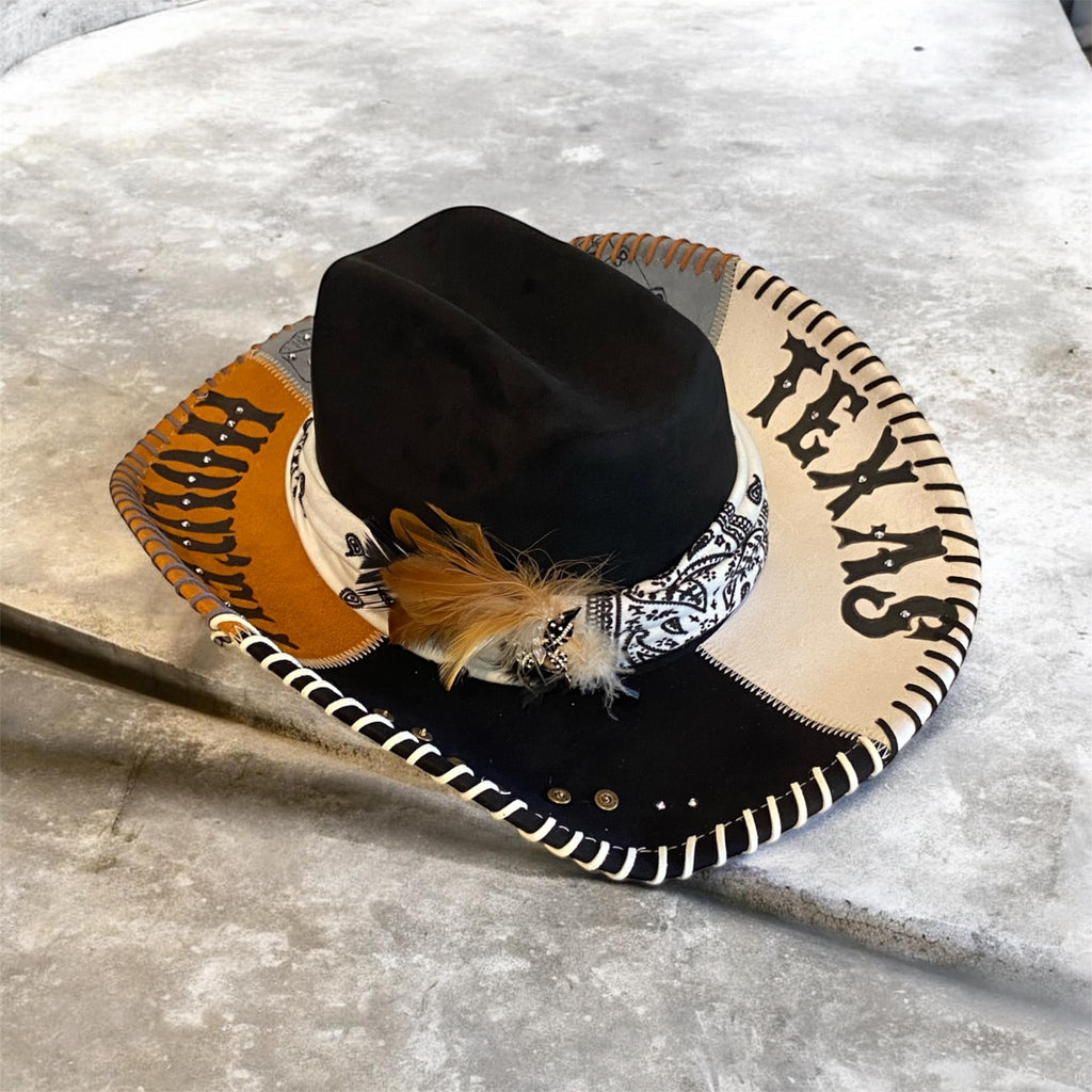 CMF Bundle 3: Texas Hold'em! One off custom Cowboy Hat with Bandana and Bolo tie