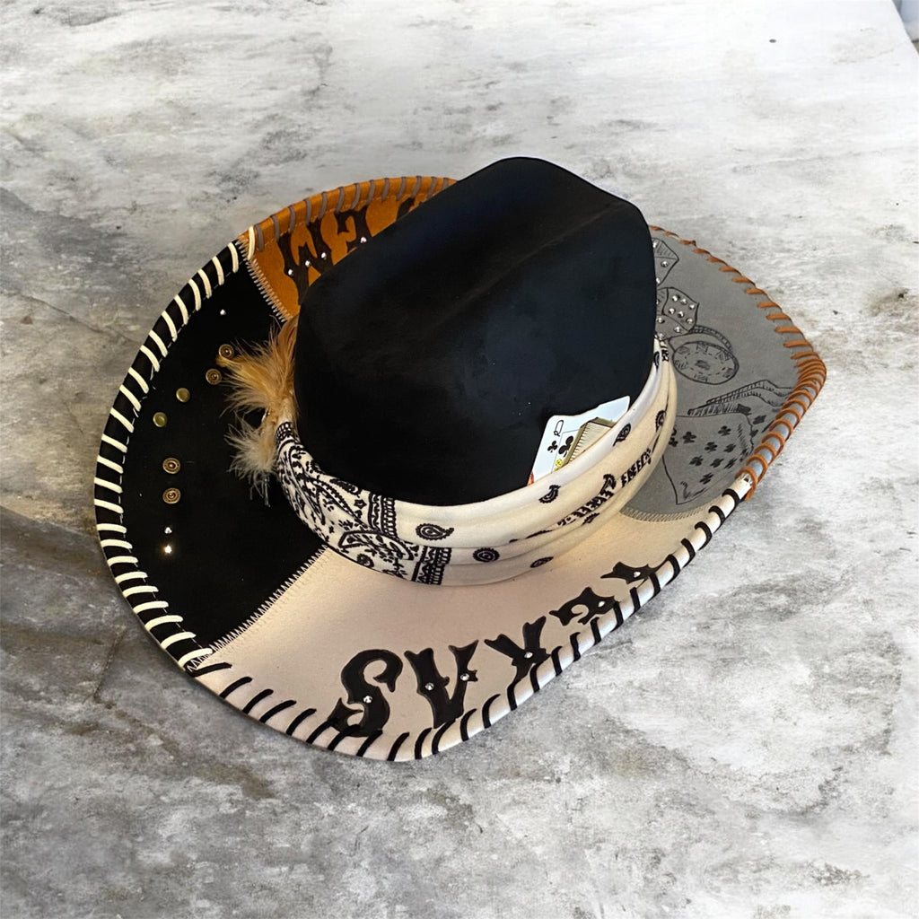 CMF Bundle 3: Texas Hold'em! One off custom Cowboy Hat with Bandana and Bolo tie