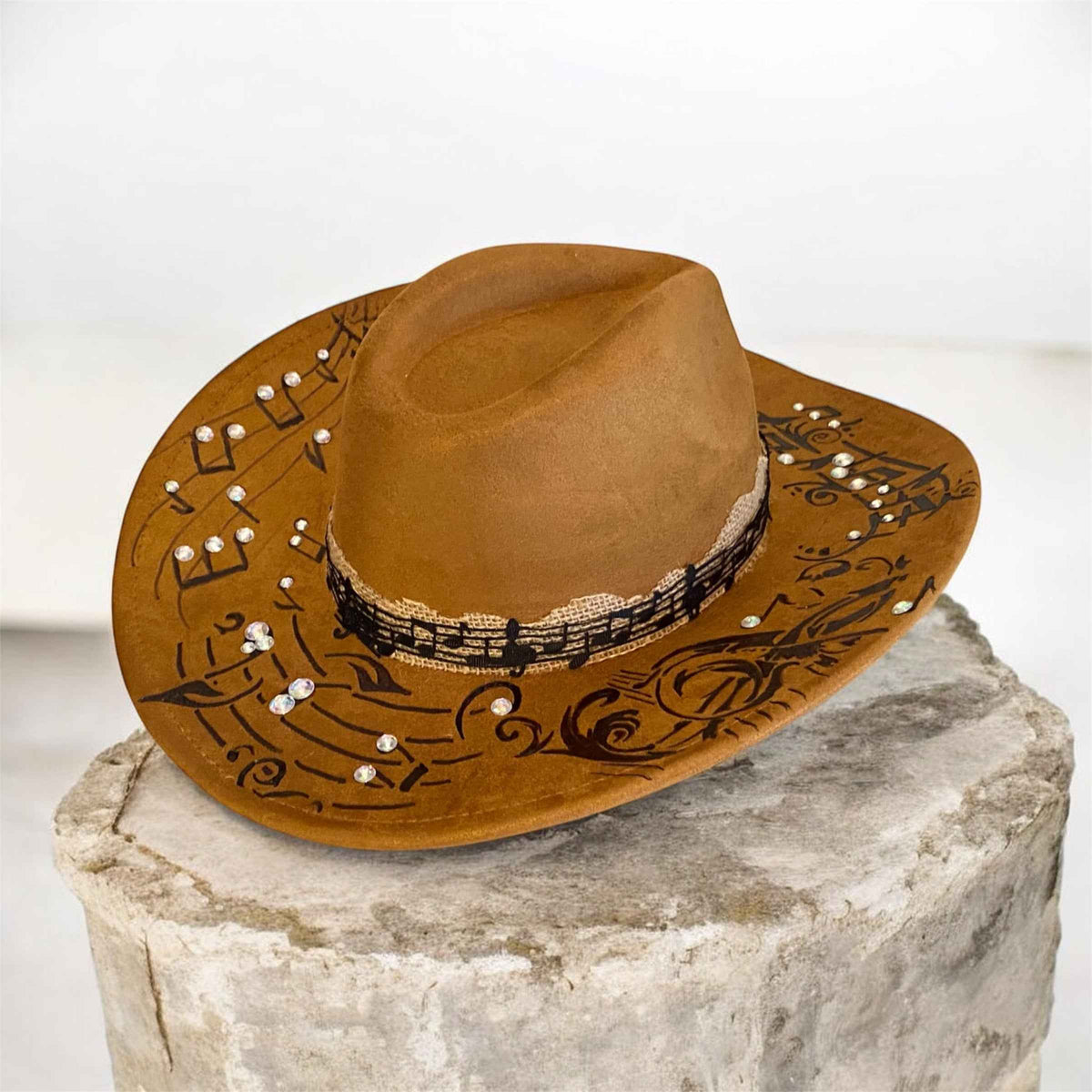 Custom Cowboy Hat | Mr Music Man Deluxe Suedette with Unique Musical Design