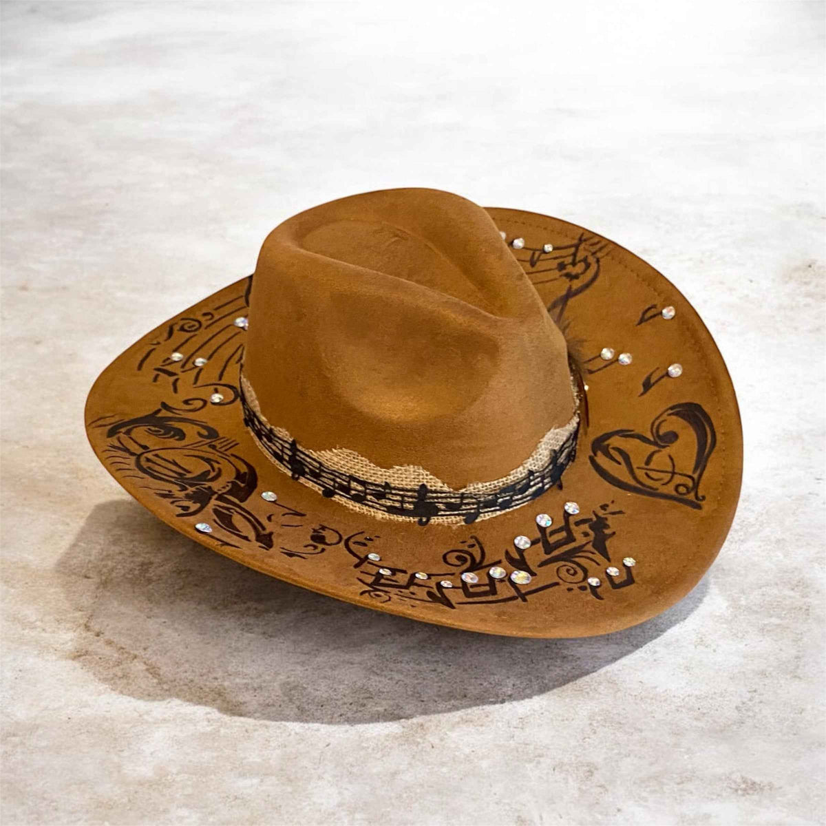 Custom Cowboy Hat | Mr Music Man Deluxe Suedette with Unique Musical Design