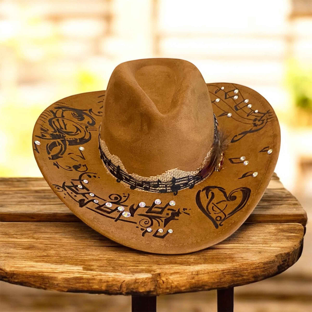 Custom Cowboy Hat | Mr Music Man Deluxe Suedette with Unique Musical Design