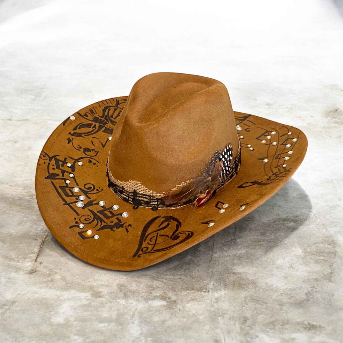 Custom Cowboy Hat | Mr Music Man Deluxe Suedette with Unique Musical Design
