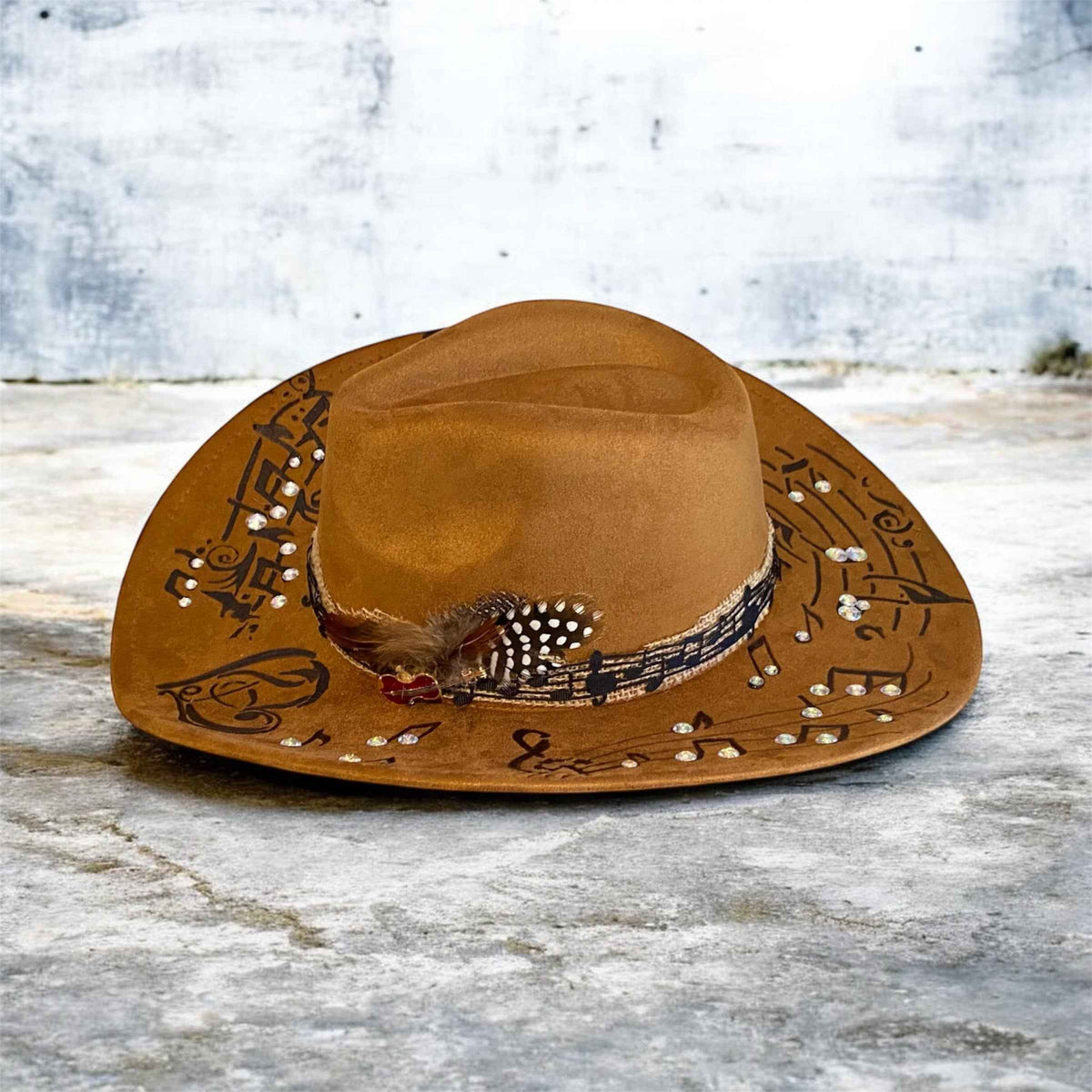 Custom Cowboy Hat | Mr Music Man Deluxe Suedette with Unique Musical Design