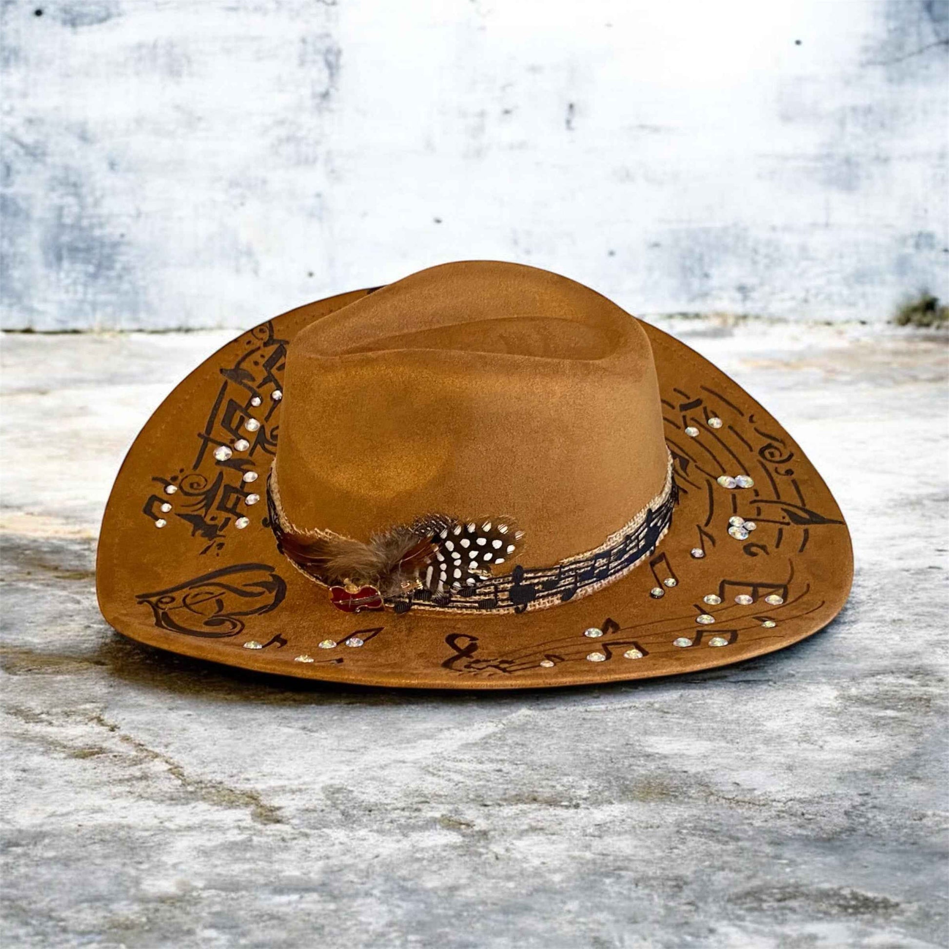 Custom Cowboy Hat | Mr Music Man Deluxe Suedette with Unique Musical Design