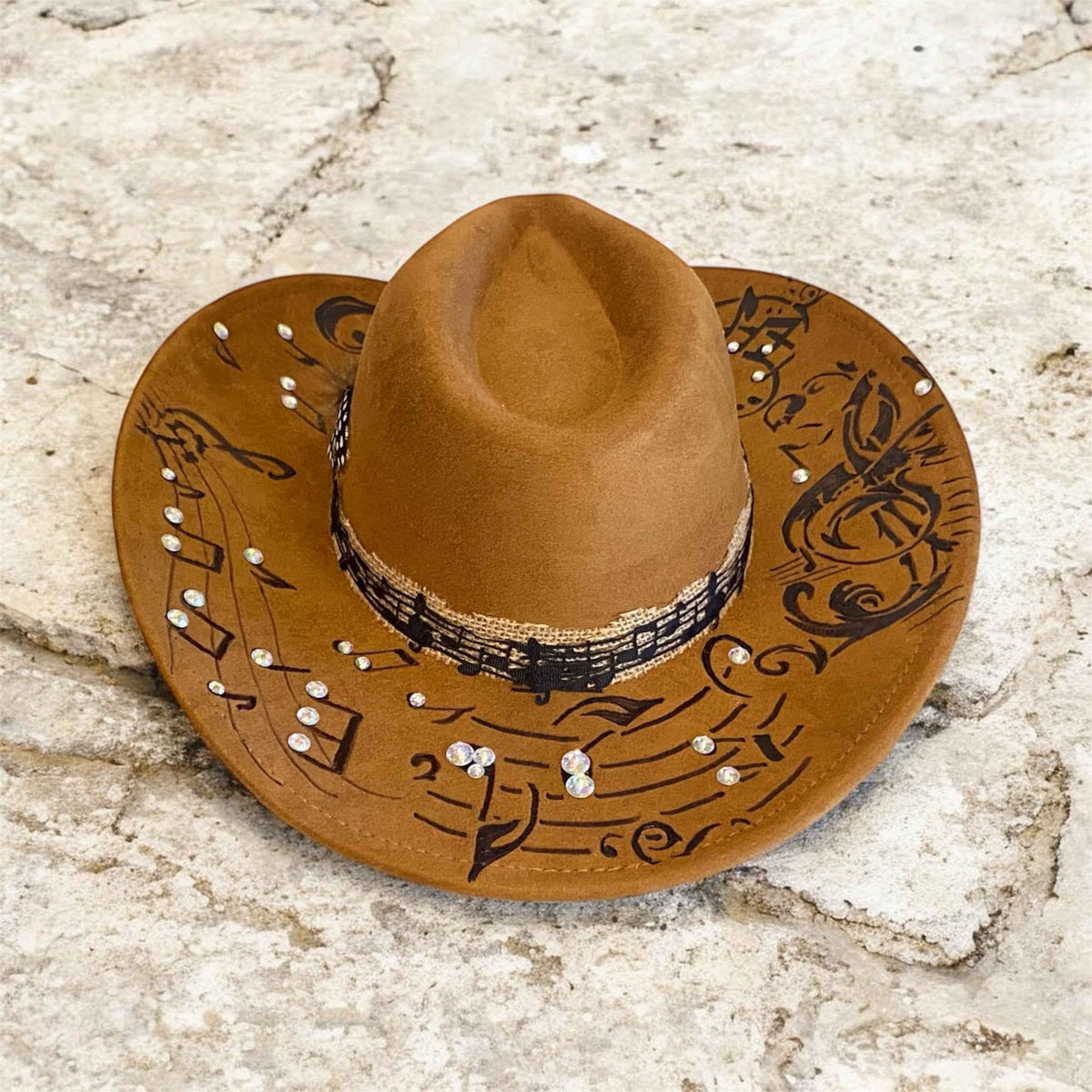 Custom Cowboy Hat | Mr Music Man Deluxe Suedette with Unique Musical Design