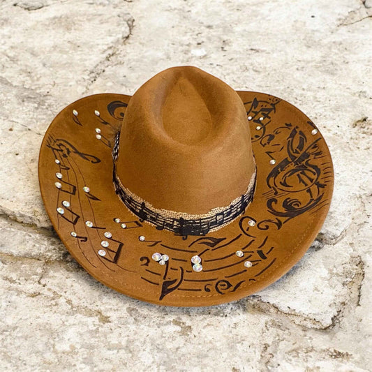 Custom Cowboy Hat | Mr Music Man Deluxe Suedette with Unique Musical Design