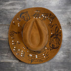 OOAK Custom Cowboy Hat "Mr Music Man" Acorn Coloured Vegan Suede