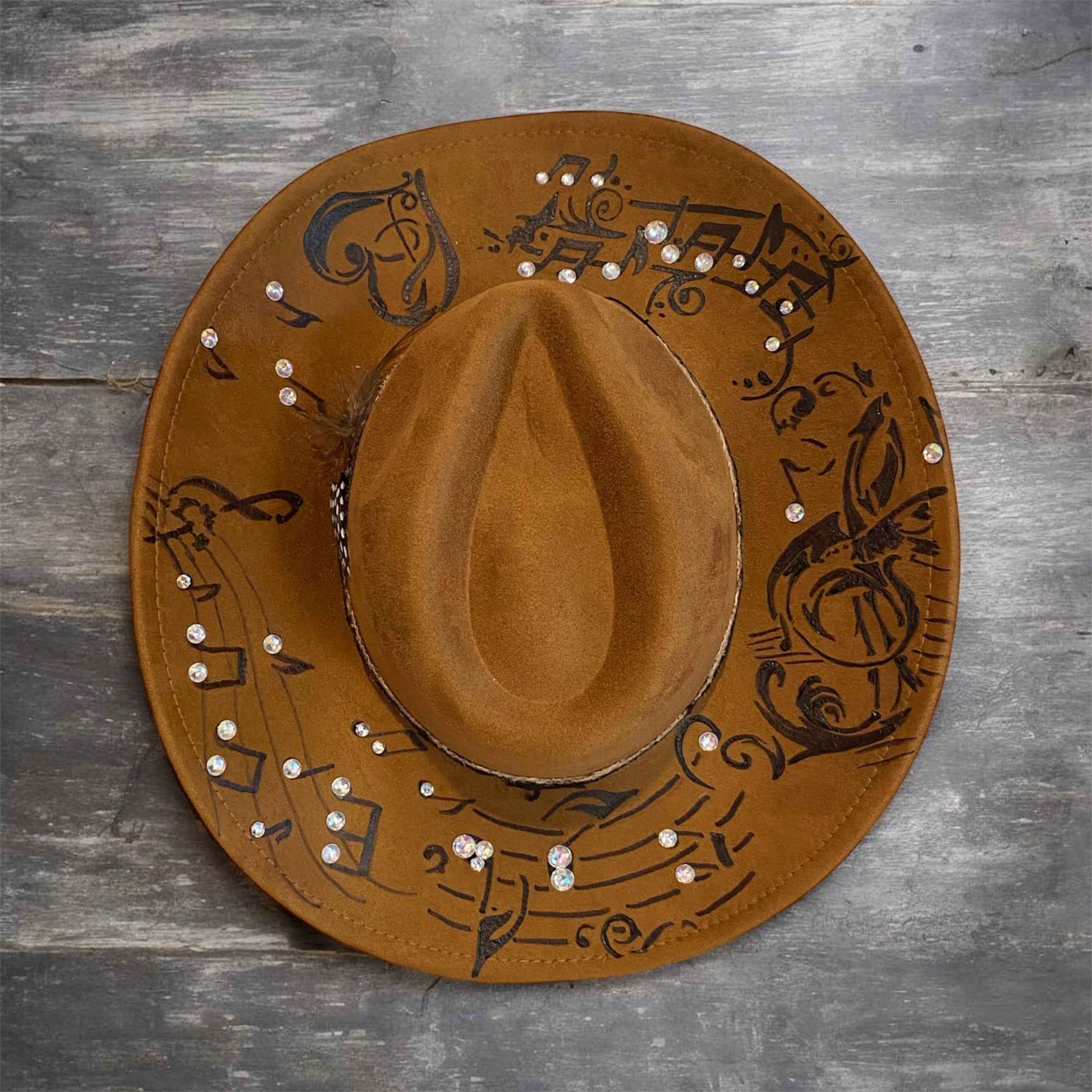 Custom Cowboy Hat | Mr Music Man Deluxe Suedette with Unique Musical Design
