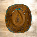 OOAK Custom Cowboy Hat "Feathers" Acorn Coloured Vegan Suede, Diamante