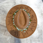 OOAK Custom Fedora Hat "On The Vine" Warm Taupe Coloured Vegan Suede