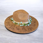 OOAK Custom Fedora Hat "On The Vine" Warm Taupe Coloured Vegan Suede