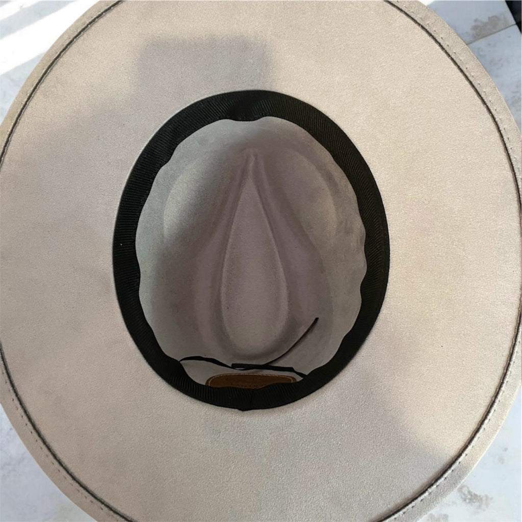 OOAK Custom Fedora Hat "Harlequin" Silver-Grey Coloured Vegan Suede